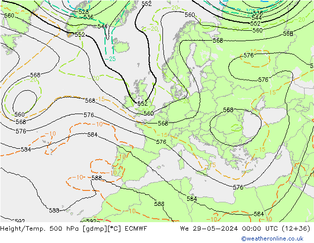 Height/Temp. 500 hPa ECMWF Qua 29.05.2024 00 UTC