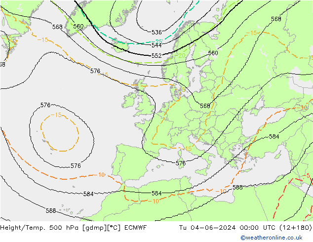 Height/Temp. 500 hPa ECMWF Ter 04.06.2024 00 UTC