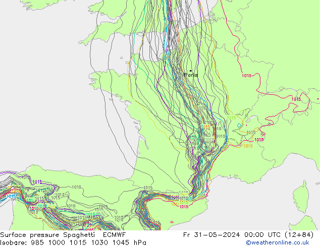 pression de l'air Spaghetti ECMWF ven 31.05.2024 00 UTC