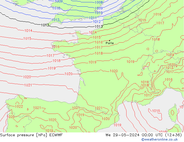 ciśnienie ECMWF śro. 29.05.2024 00 UTC