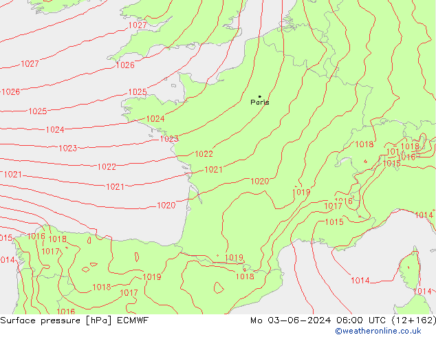 ciśnienie ECMWF pon. 03.06.2024 06 UTC