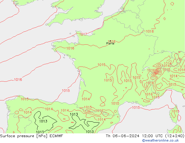 ciśnienie ECMWF czw. 06.06.2024 12 UTC