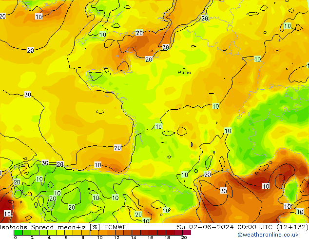 Isotachs Spread ECMWF Dom 02.06.2024 00 UTC