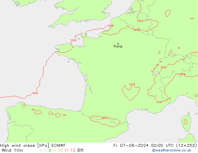 High wind areas ECMWF Sex 07.06.2024 00 UTC