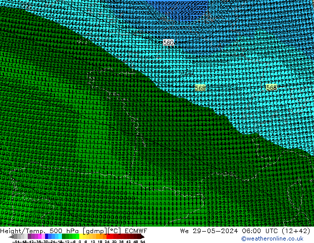 Height/Temp. 500 hPa ECMWF We 29.05.2024 06 UTC