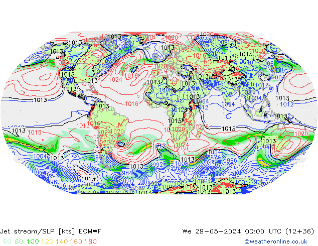 Jet Akımları/SLP ECMWF Çar 29.05.2024 00 UTC