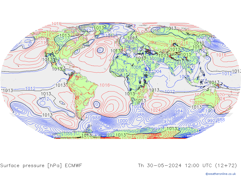 Surface pressure ECMWF Th 30.05.2024 12 UTC