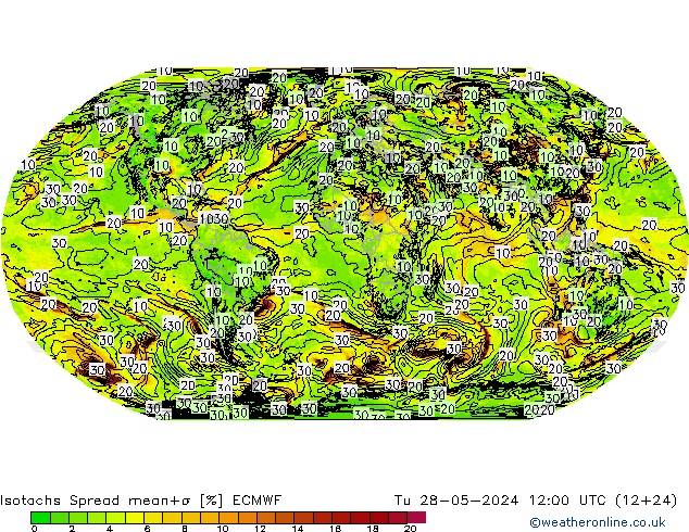 Isotachs Spread ECMWF Ter 28.05.2024 12 UTC