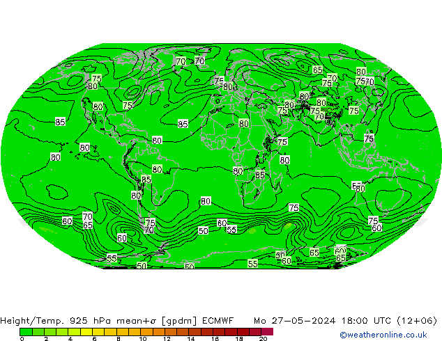 Height/Temp. 925 hPa ECMWF Po 27.05.2024 18 UTC