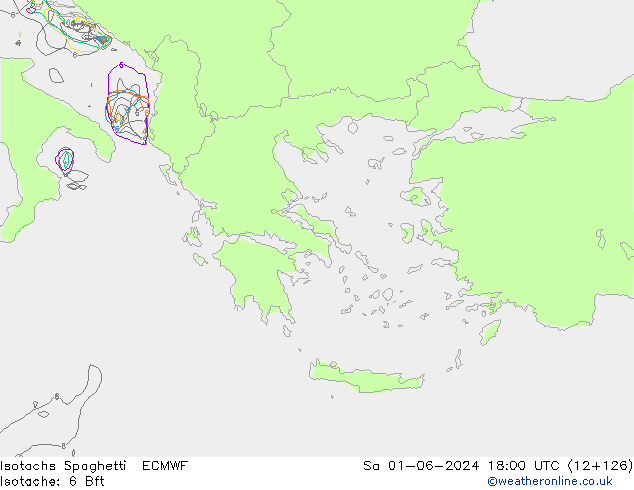 Isotachs Spaghetti ECMWF Sáb 01.06.2024 18 UTC