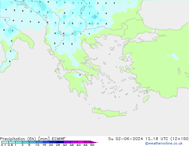 Yağış (6h) ECMWF Paz 02.06.2024 18 UTC