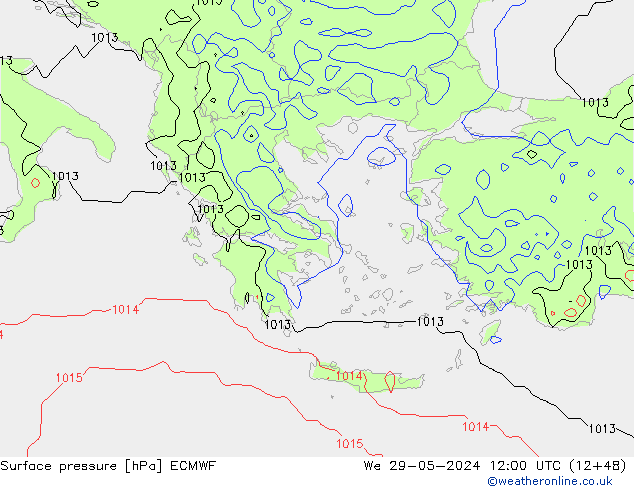 Surface pressure ECMWF We 29.05.2024 12 UTC