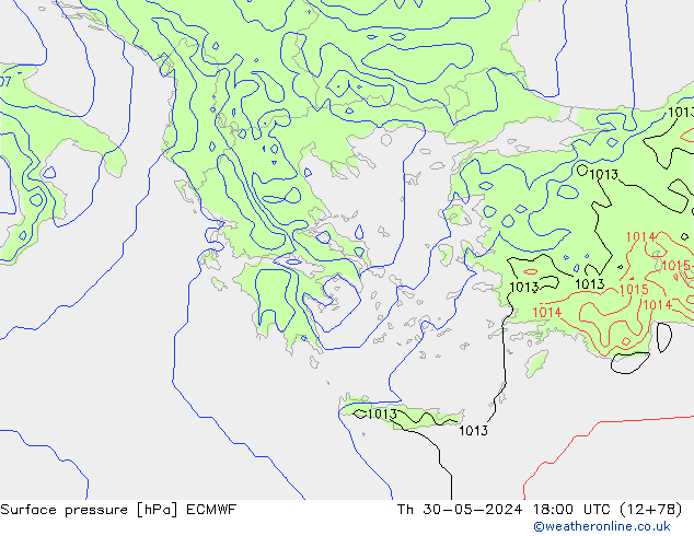 Surface pressure ECMWF Th 30.05.2024 18 UTC