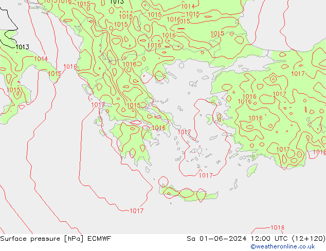 pressão do solo ECMWF Sáb 01.06.2024 12 UTC