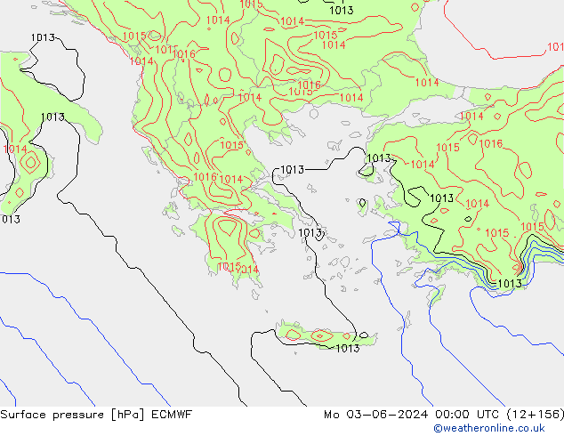 Presión superficial ECMWF lun 03.06.2024 00 UTC