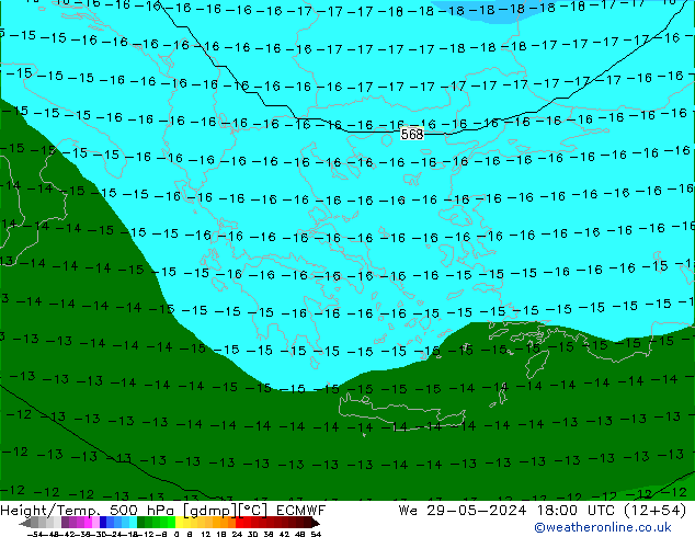 Height/Temp. 500 hPa ECMWF  29.05.2024 18 UTC