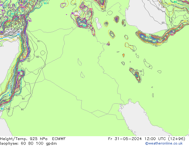 Yükseklik/Sıc. 925 hPa ECMWF Cu 31.05.2024 12 UTC