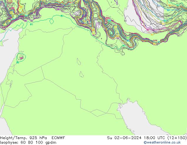 Height/Temp. 925 hPa ECMWF Su 02.06.2024 18 UTC