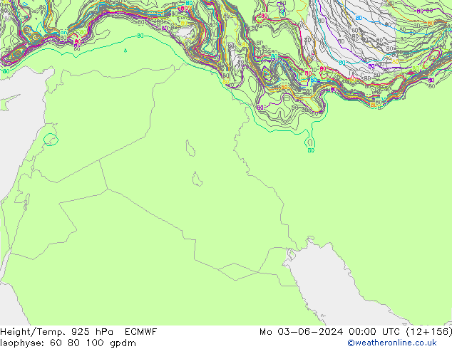 Height/Temp. 925 hPa ECMWF Mo 03.06.2024 00 UTC