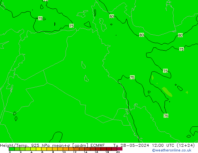 Height/Temp. 925 hPa ECMWF wto. 28.05.2024 12 UTC