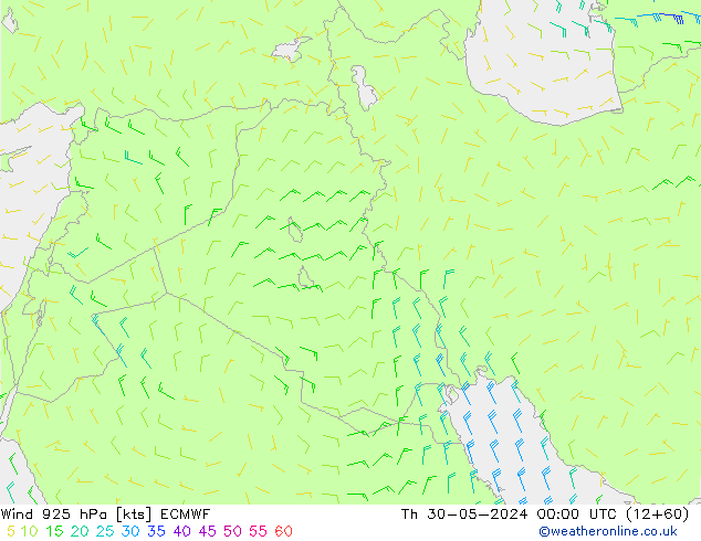 wiatr 925 hPa ECMWF czw. 30.05.2024 00 UTC