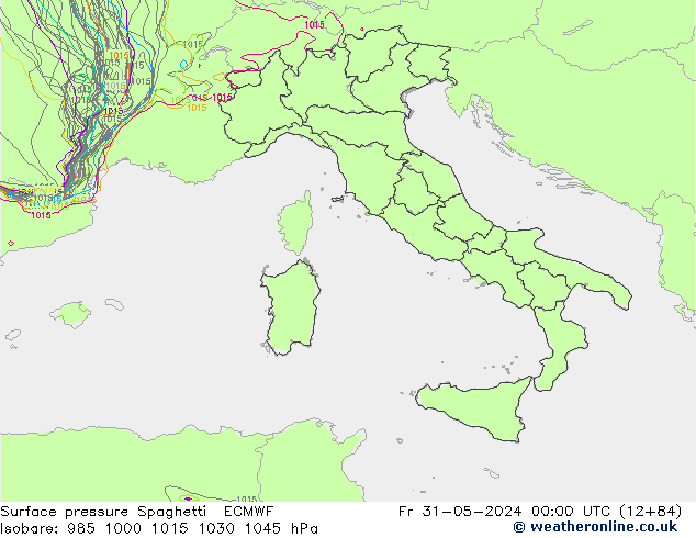 pressão do solo Spaghetti ECMWF Sex 31.05.2024 00 UTC