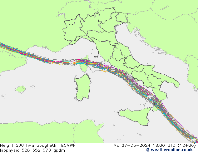 500 hPa Yüksekliği Spaghetti ECMWF Pzt 27.05.2024 18 UTC