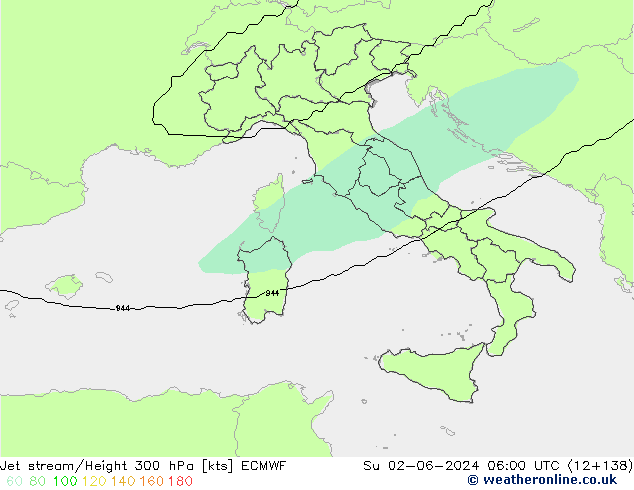 Jet stream/Height 300 hPa ECMWF Su 02.06.2024 06 UTC