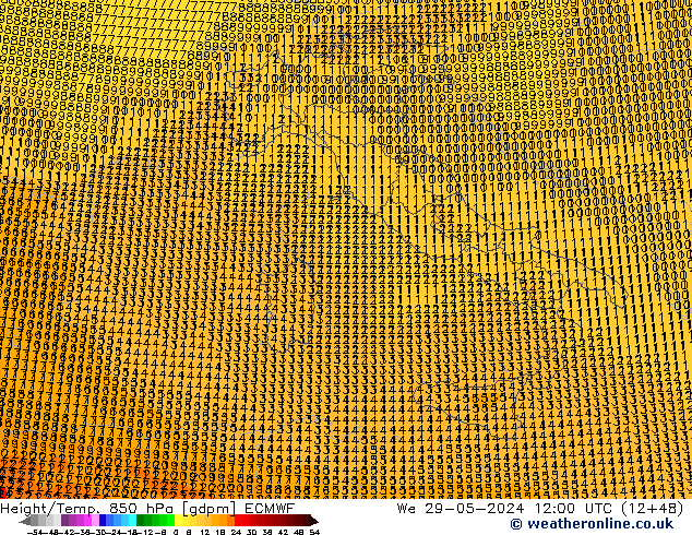 Height/Temp. 850 гПа ECMWF ср 29.05.2024 12 UTC