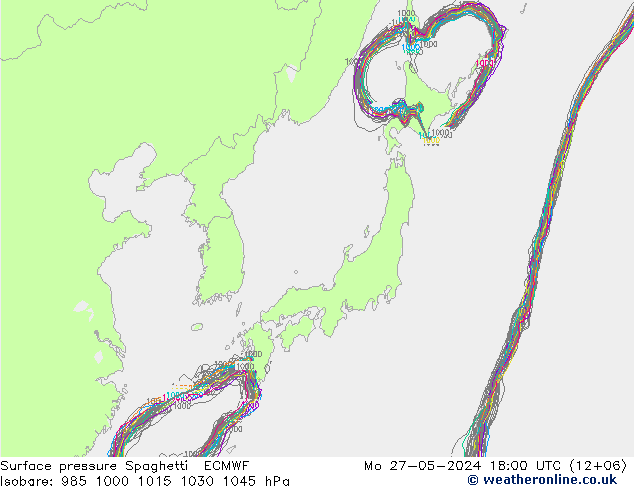 pression de l'air Spaghetti ECMWF lun 27.05.2024 18 UTC