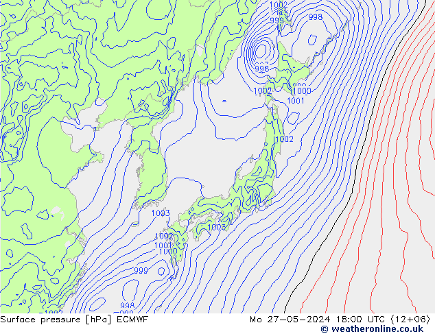 Luchtdruk (Grond) ECMWF ma 27.05.2024 18 UTC