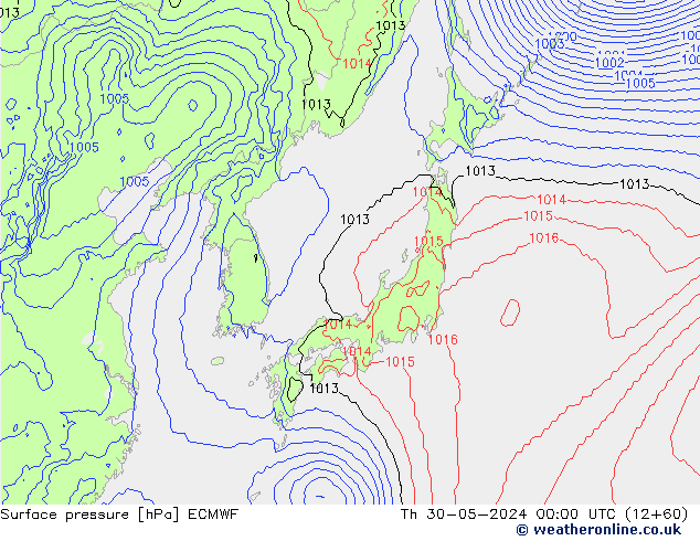 приземное давление ECMWF чт 30.05.2024 00 UTC