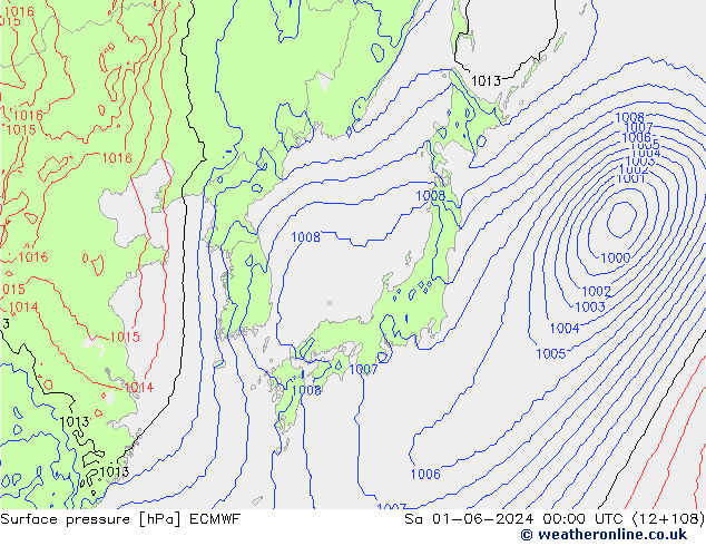 pressão do solo ECMWF Sáb 01.06.2024 00 UTC