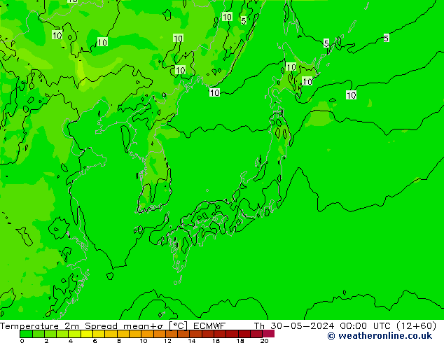 Sıcaklık Haritası 2m Spread ECMWF Per 30.05.2024 00 UTC