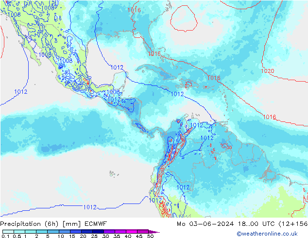 Precipitation (6h) ECMWF Mo 03.06.2024 00 UTC