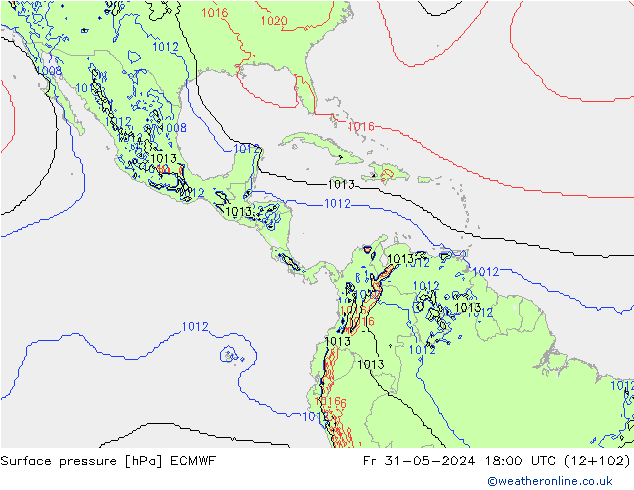 Atmosférický tlak ECMWF Pá 31.05.2024 18 UTC