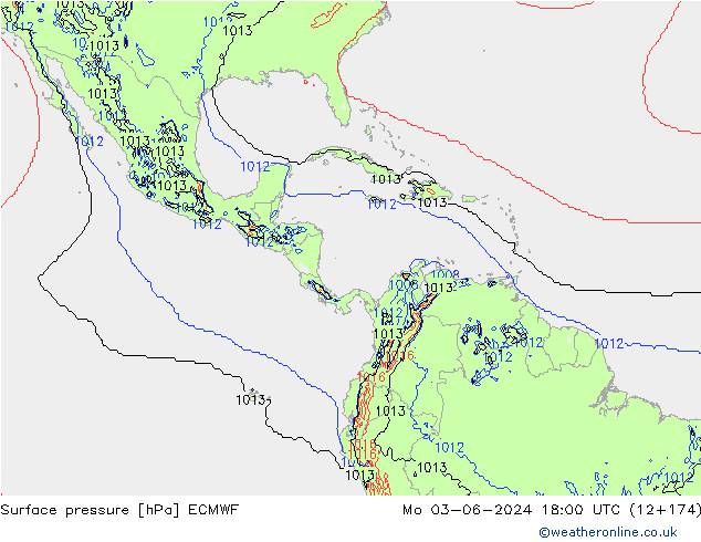 приземное давление ECMWF пн 03.06.2024 18 UTC