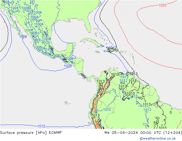 Pressione al suolo ECMWF mer 05.06.2024 00 UTC