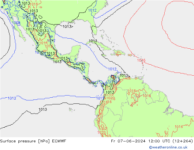 Bodendruck ECMWF Fr 07.06.2024 12 UTC