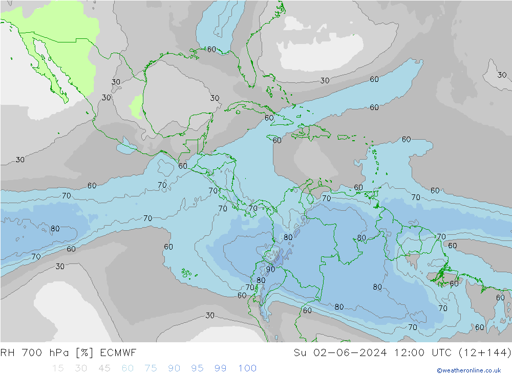 RH 700 hPa ECMWF So 02.06.2024 12 UTC