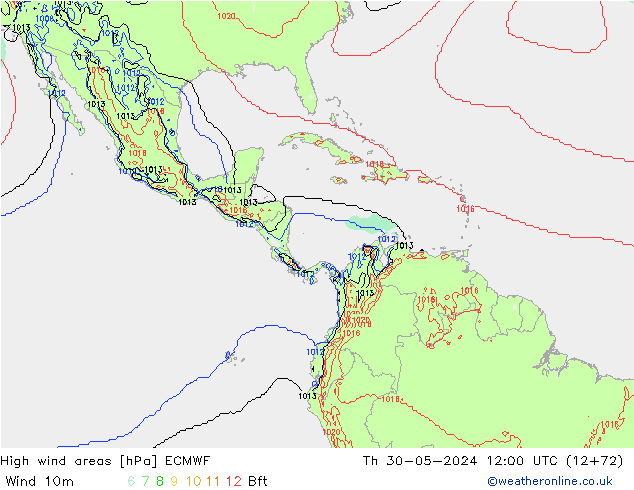 yüksek rüzgarlı alanlar ECMWF Per 30.05.2024 12 UTC