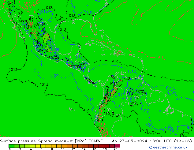 pressão do solo Spread ECMWF Seg 27.05.2024 18 UTC