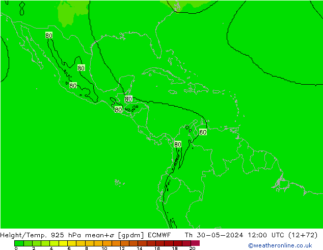 Height/Temp. 925 hPa ECMWF czw. 30.05.2024 12 UTC