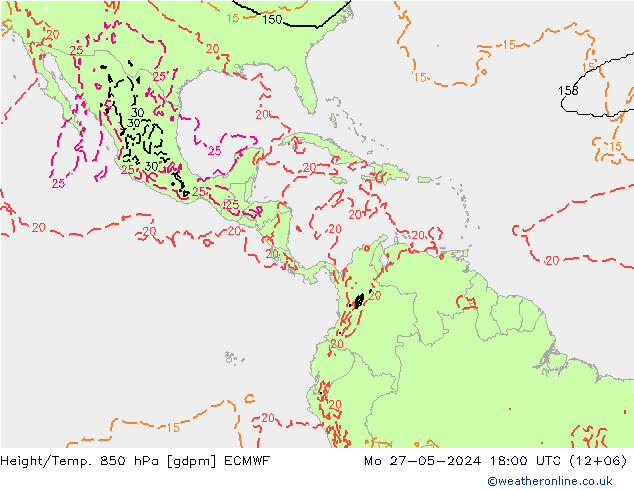 Yükseklik/Sıc. 850 hPa ECMWF Pzt 27.05.2024 18 UTC