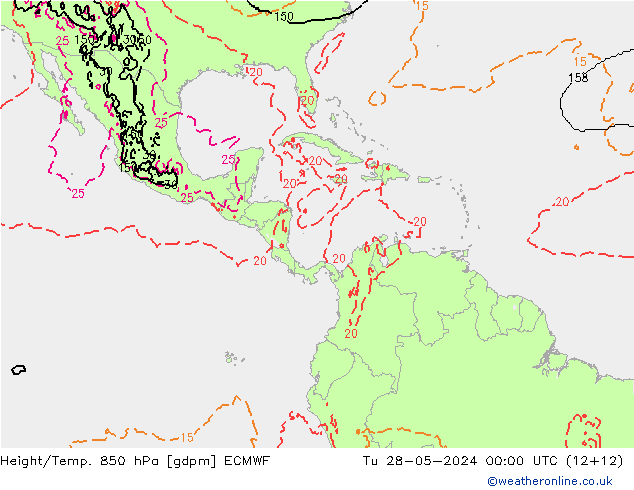 Height/Temp. 850 hPa ECMWF  28.05.2024 00 UTC