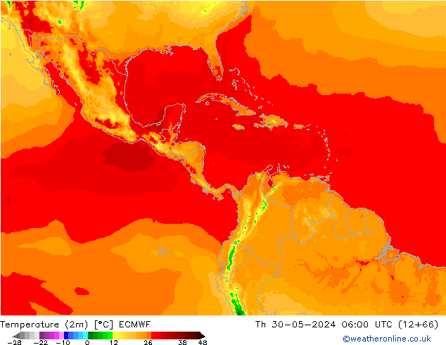 Temperature (2m) ECMWF Th 30.05.2024 06 UTC