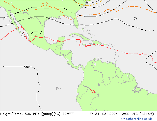 Height/Temp. 500 hPa ECMWF Fr 31.05.2024 12 UTC