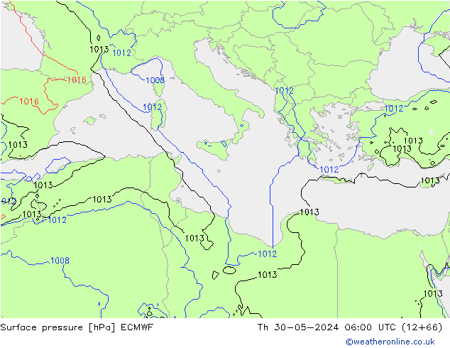 Surface pressure ECMWF Th 30.05.2024 06 UTC