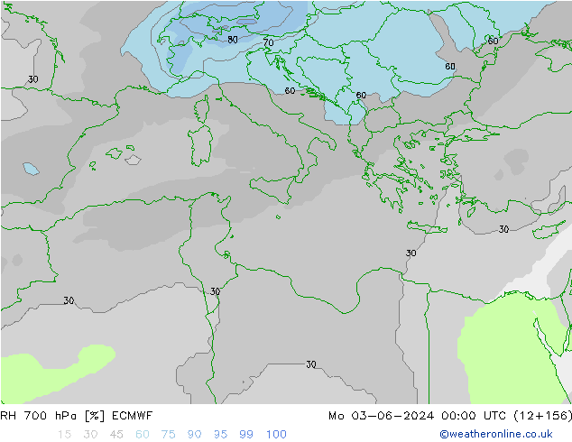 Humedad rel. 700hPa ECMWF lun 03.06.2024 00 UTC