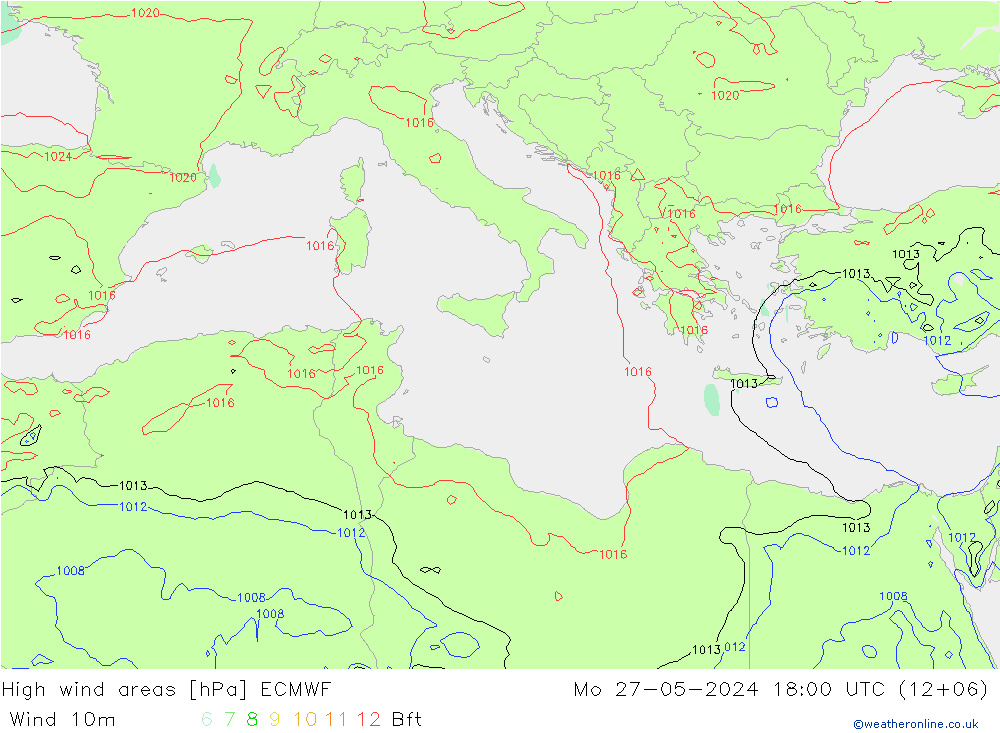 High wind areas ECMWF  27.05.2024 18 UTC